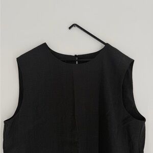Cos Frill Ruffled Hem Sleeveless 100% Wool Dark Gray Top